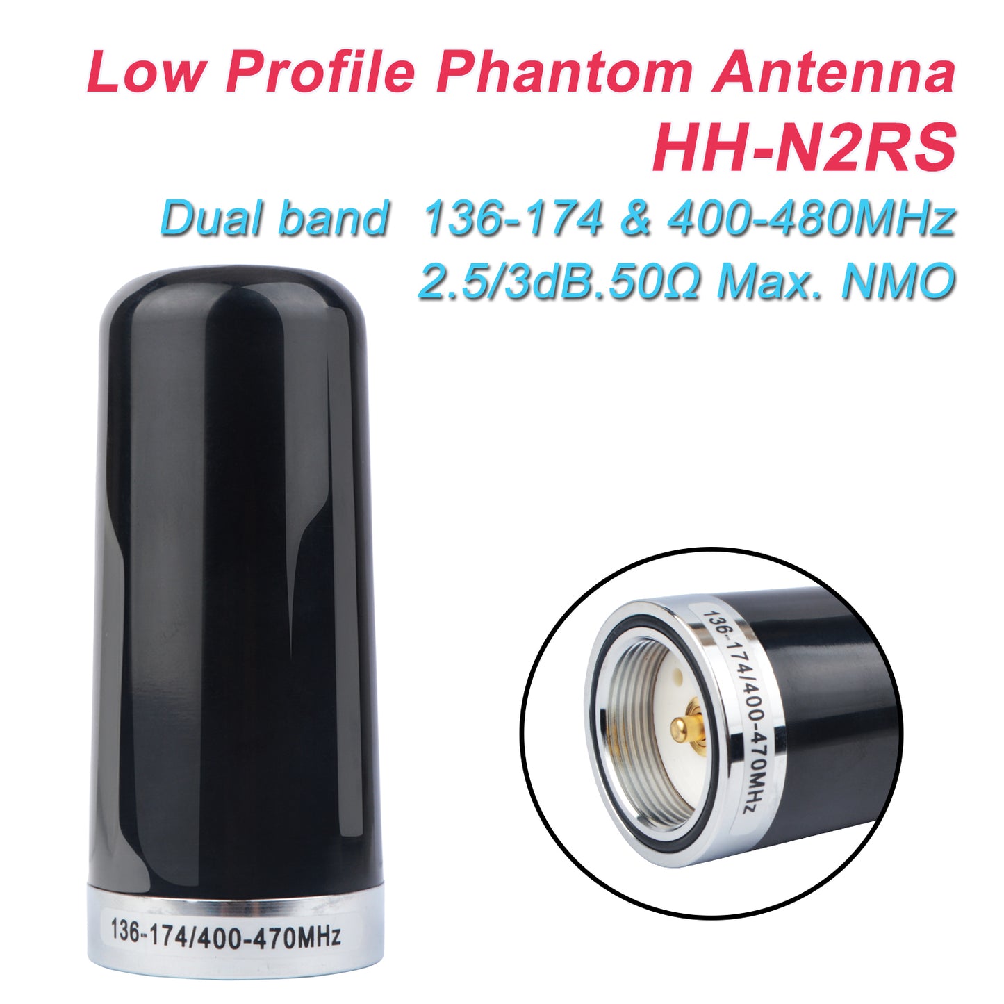 HH-N2RS NMO Dual Band Antenna with 5 Meter RG-58 Coaxial Cable and Magnetic Antenna Mount For Car Mobile Radio UHF VHF 400-470 136-174MHz Transceiver
