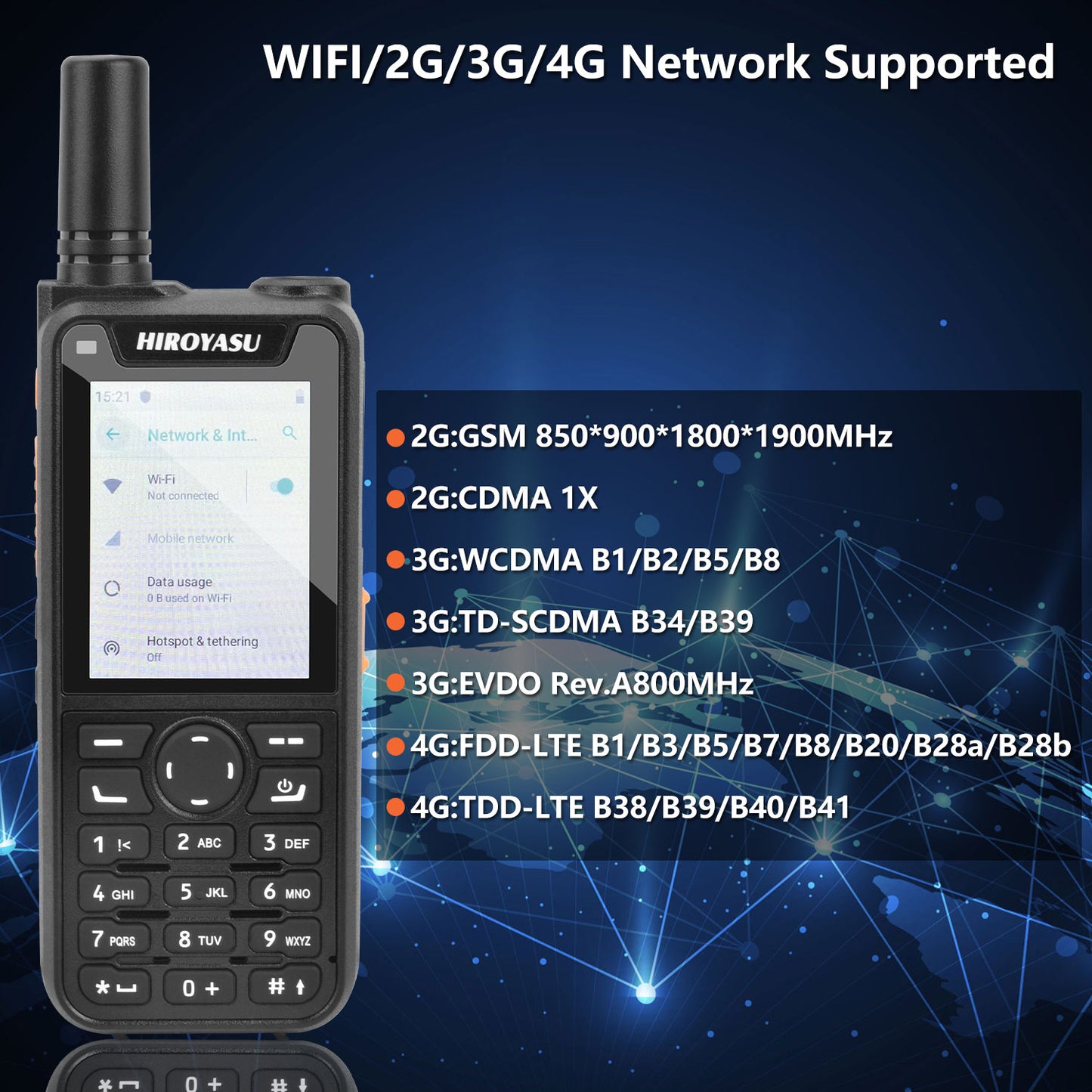 HIROYASU HI-B6 Zello Walkie Talkie Android9.0 Dual Sim Card 2G 3G 4G PoC Radio 1GB ROM 8GB RAM Full keypad 2.4" HD Display