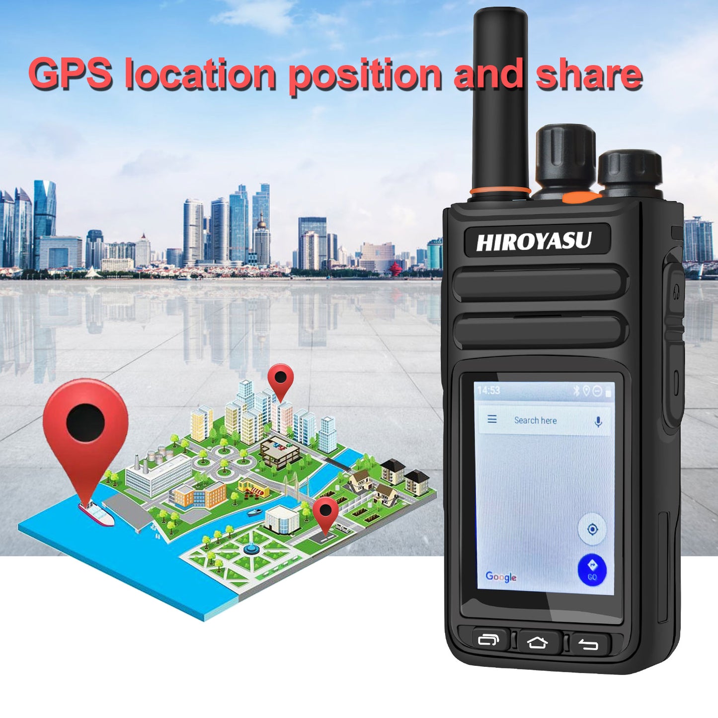 HIROYASU HI-B8 2G 3G 4G Cellular Network WiFI Zello PoC FM Walkie Talkie Android 9.0 Phone Call Messaging GPS 2.4" Touch Screen