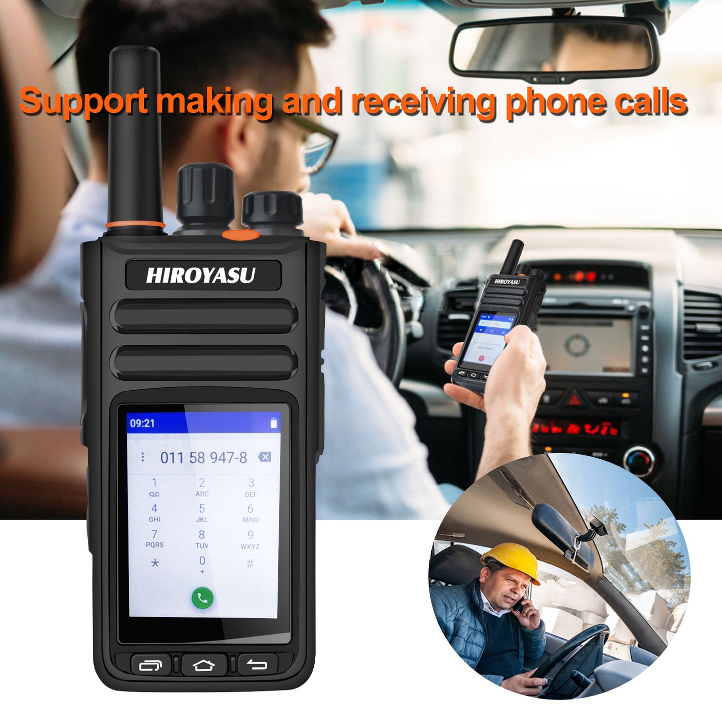 HIROYASU HI-B8 2G 3G 4G Cellular Network WiFI Zello PoC FM Walkie Talkie Android 9.0 Phone Call Messaging GPS 2.4" Touch Screen