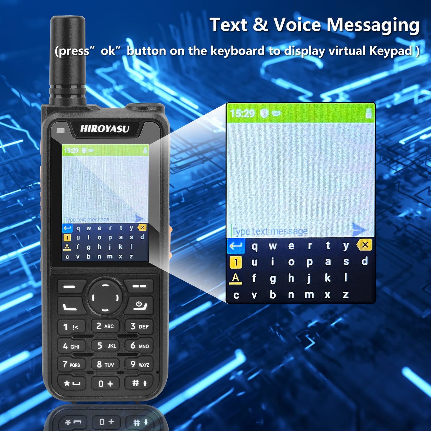 HIROYASU HI-B6 Zello Walkie Talkie Android9.0 Dual Sim Card 2G 3G 4G PoC Radio 1GB ROM 8GB RAM Full keypad 2.4" HD Display