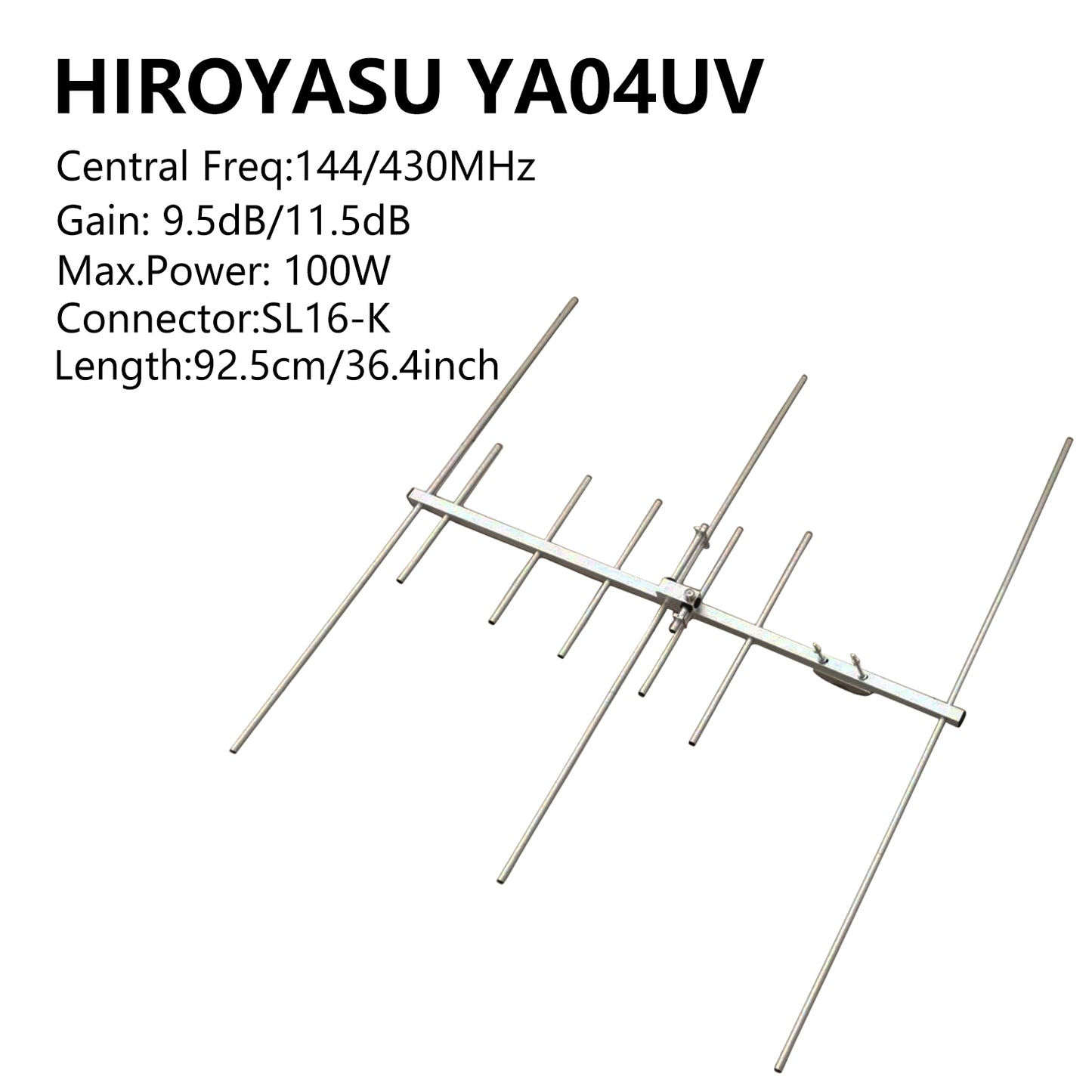 HIROYASU YA04UV Dual Band 144/430MHz GMRS 8-Element Directional High Gain Walkie Talkies Yagi Antenna 9.0dB VHF 11.5dB UHF 100W