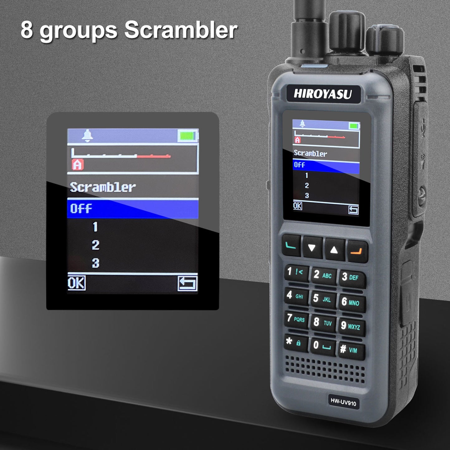 HIROYASU HW-UV910 20W V/UHF 136-174&400-480MHz 2M 70CM Radio Dual Band FM Walkie Talkie 18-999.999750MHz Air Band Rx Scrambler