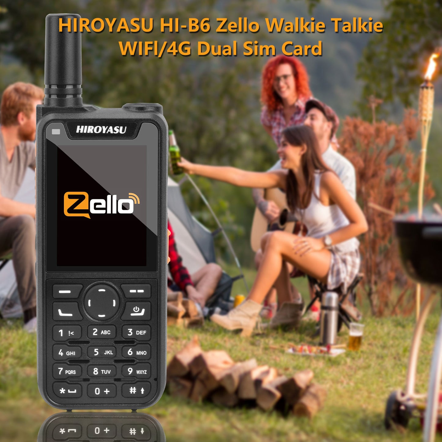 HIROYASU HI-B6 Zello Walkie Talkie Android9.0 Dual Sim Card 2G 3G 4G PoC Radio 1GB ROM 8GB RAM Full keypad 2.4" HD Display