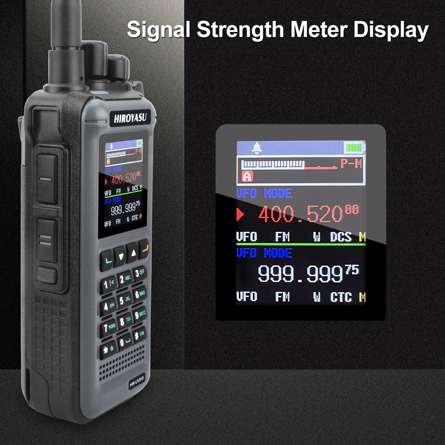 HIROYASU HW-UV910 20W V/UHF 136-174&400-480MHz 2M 70CM Radio Dual Band FM Walkie Talkie 18-999.999750MHz Air Band Rx Scrambler