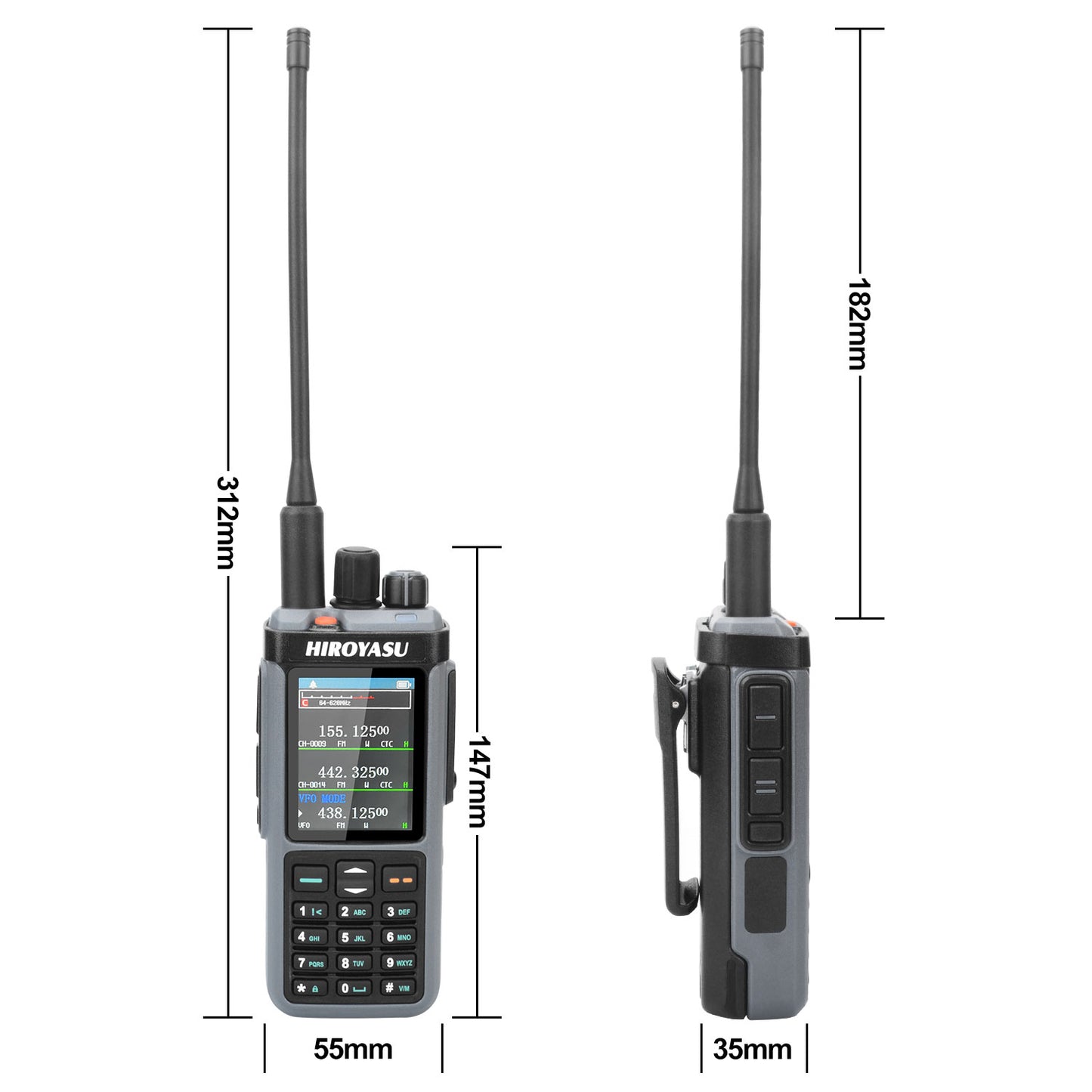 HIROYASU HW-UV938 HF Walkie Talkie SW MW LW 18-620MHz 840-1000MHz Air Band Full Band Cross-Band Repeater Scrambler NoAA AM/FM Rx
