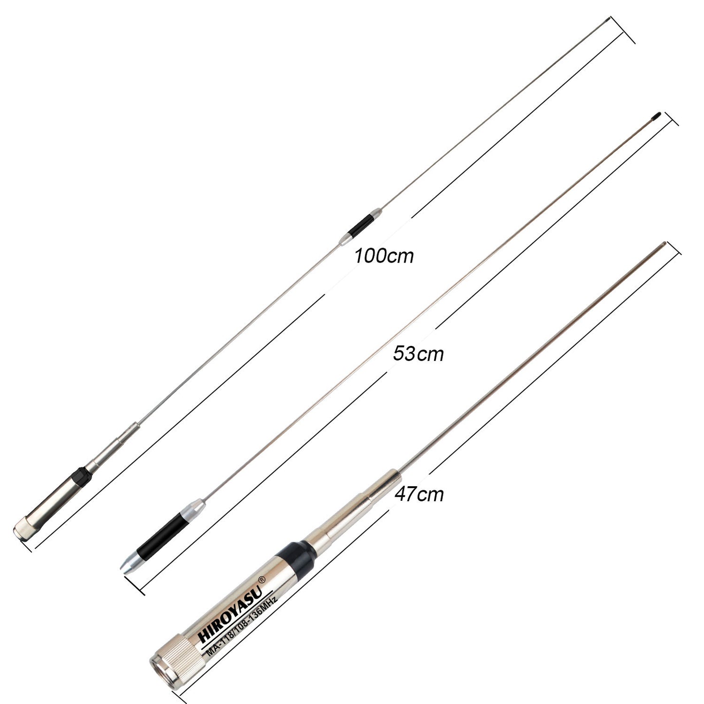 HIROYASU MA-118 Air Band Mobile Antenna 108-136MHz 2.15dB Aviation Frequency Car Walkie Talkie Antenna Two Segments