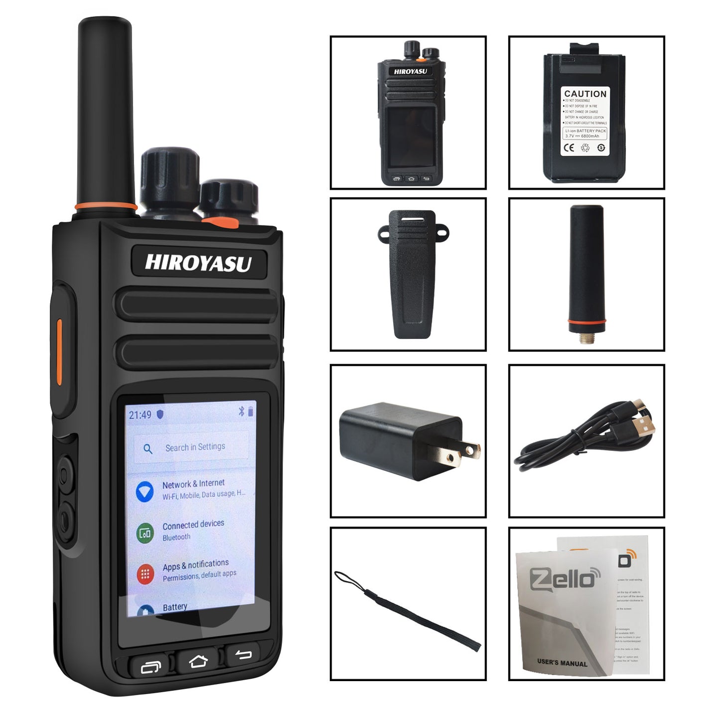 HIROYASU HI-B8 2G 3G 4G Cellular Network WiFI Zello PoC FM Walkie Talkie Android 9.0 Phone Call Messaging GPS 2.4" Touch Screen