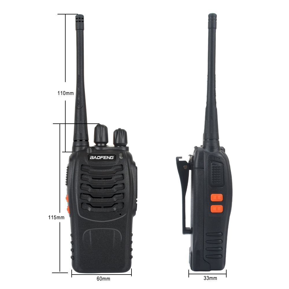 2pcs/Pack Baofeng BF-888S Walkie Talkie UHF VOX Radio 888s 400-470MHz 16Memory Channel with Earpiece