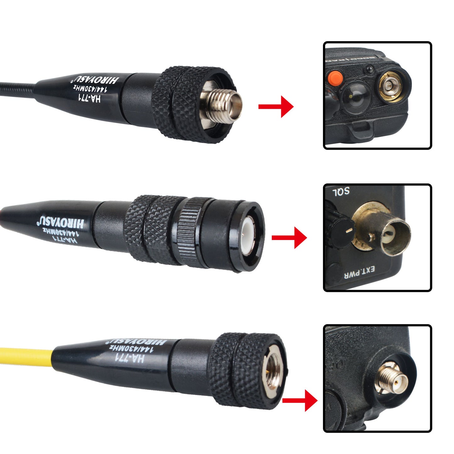 HIROYASU HA-771 SMA-Ino 2M 70CM VHF UHF 144/430MHz 2.15/3.0dB Alta Portebla Anteno