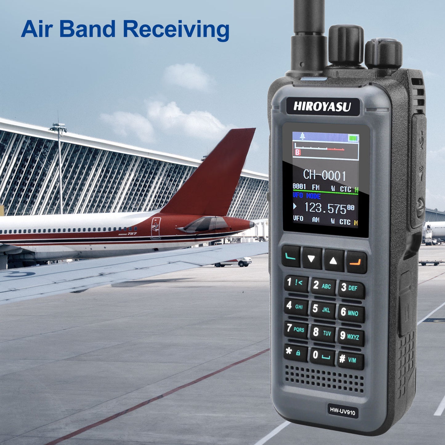 HIROYASU HW-UV910 20W V/UHF 136-174&400-480MHz 2M 70CM Radio Dual Band FM Walkie Talkie 18-999.999750MHz Air Band Rx Scrambler