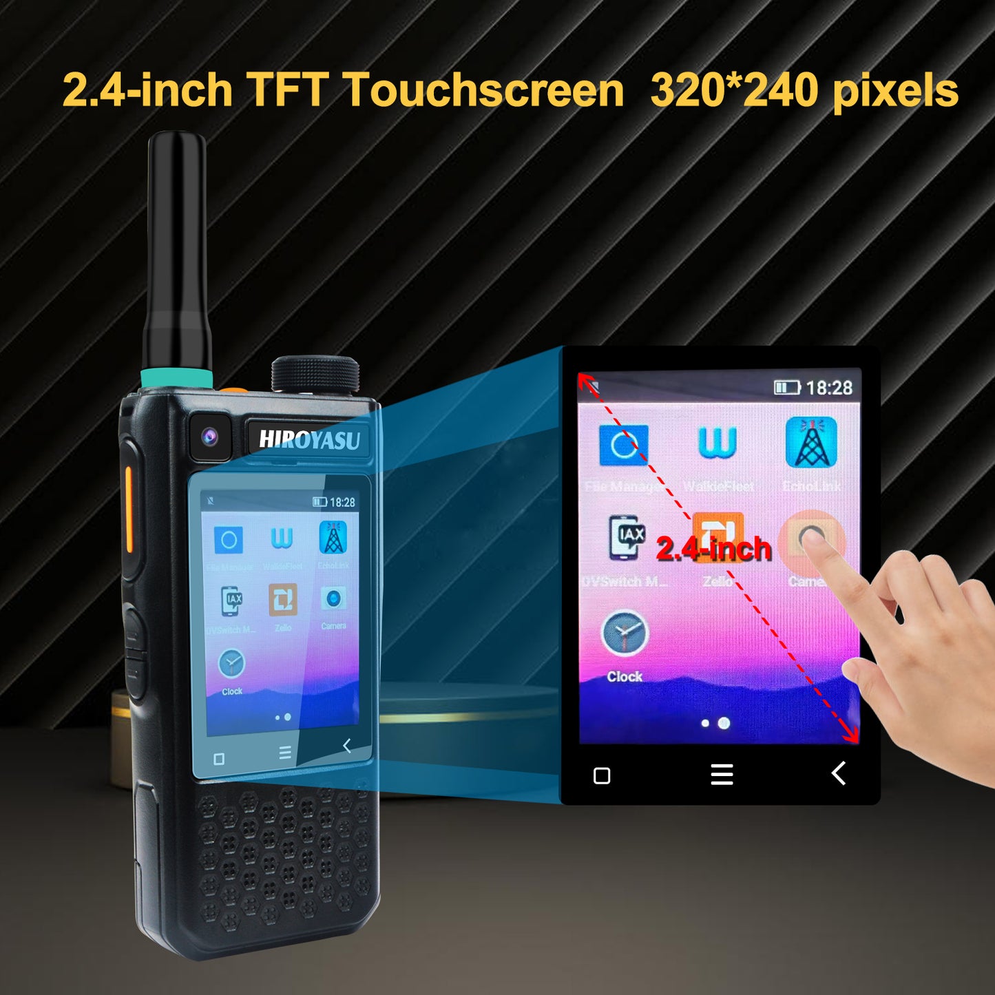 HIROYASU 4G LTE PoC Radio Video Call HI-B10 Zello Walkie Talkie 2GB RAM ROM 16GB Android 10.0 Hotspot & Tethering 2.4-inch Color Touchscreen