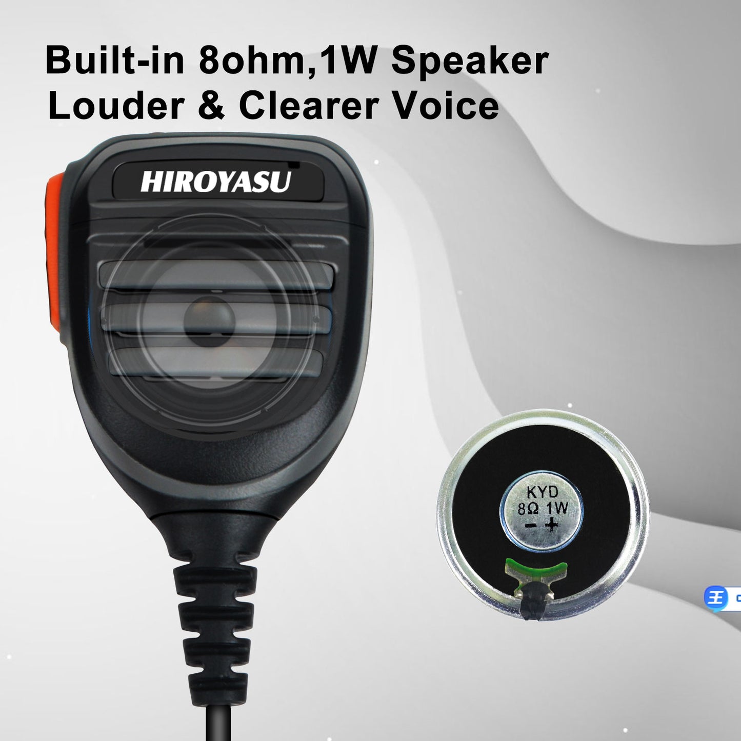 HIROYASU K-424 8ohm 1Watt Palm Mic Speaker 2 Pins K Plug-in for Baofeng UV-5R BF-888S UV-5RH DM-32 Quansheng TK11(8) TK11(5) Portable Two Way Radio