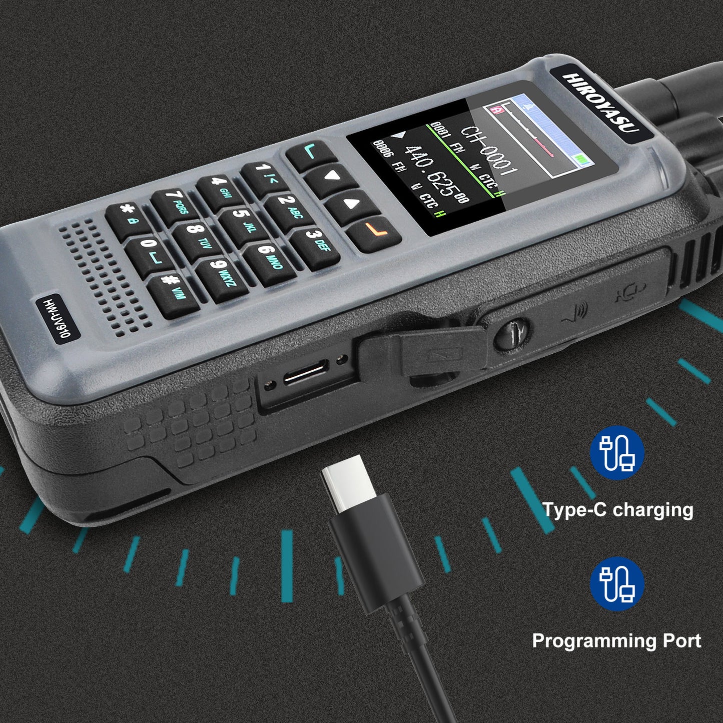HIROYASU HW-UV910 20W V/UHF 136-174&400-480MHz 2M 70CM Radio Dual Band FM Walkie Talkie 18-999.999750MHz Air Band Rx Scrambler