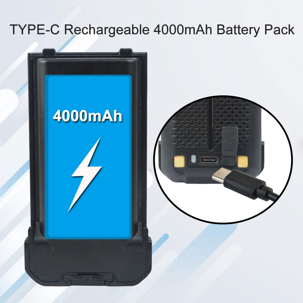 DC3.7V 4000mAh Type-C Rechargeable Lithium-ion Battery Pack BT-B10 for HIROYASU HI-B10 PoC Radio