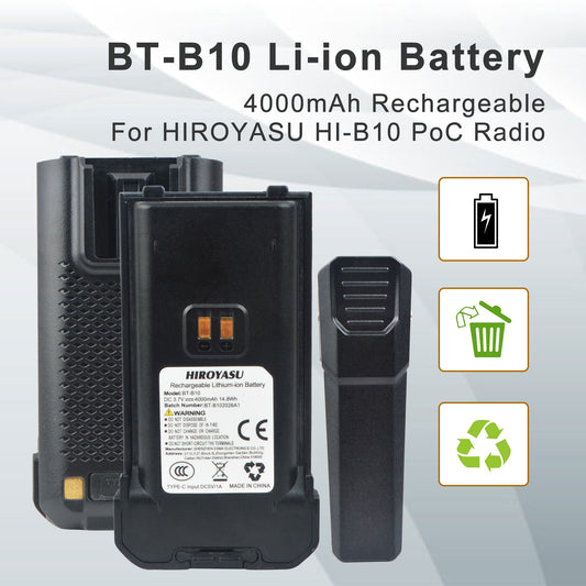 DC3.7V 4000mAh Type-C Rechargeable Lithium-ion Battery Pack BT-B10 for HIROYASU HI-B10 PoC Radio