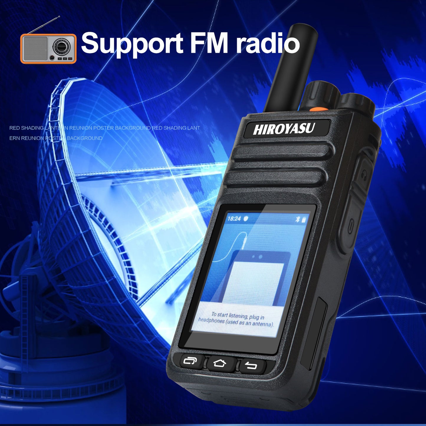 HIROYASU HI-B8 2G 3G 4G Cellular Network WiFI Zello PoC FM Walkie Talkie Android 9.0 Phone Call Messaging GPS 2.4" Touch Screen