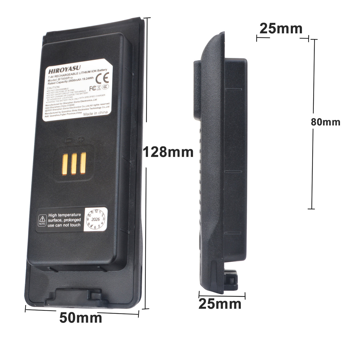 HIROYASU HI-UV850Pro Rechargeable Lithium-ion Battery 2600mAh DC7.4V 19.24Wh