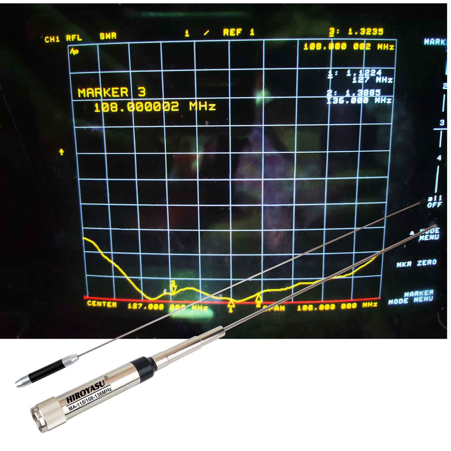HIROYASU MA-118 Air Band Mobile Antenna 108-136MHz 2.15dB Aviation Frequency Car Walkie Talkie Antenna Two Segments