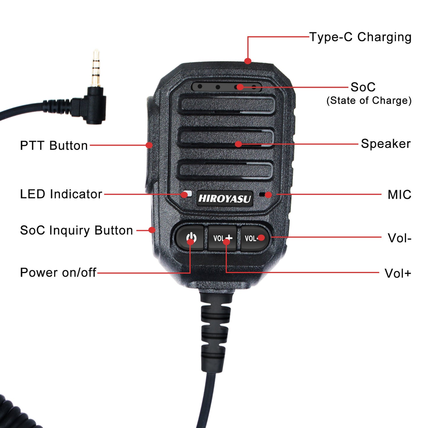 HIROYASU HI-B8 HI-B8Pro PoC Radio Speaker Microphone SP-N1X