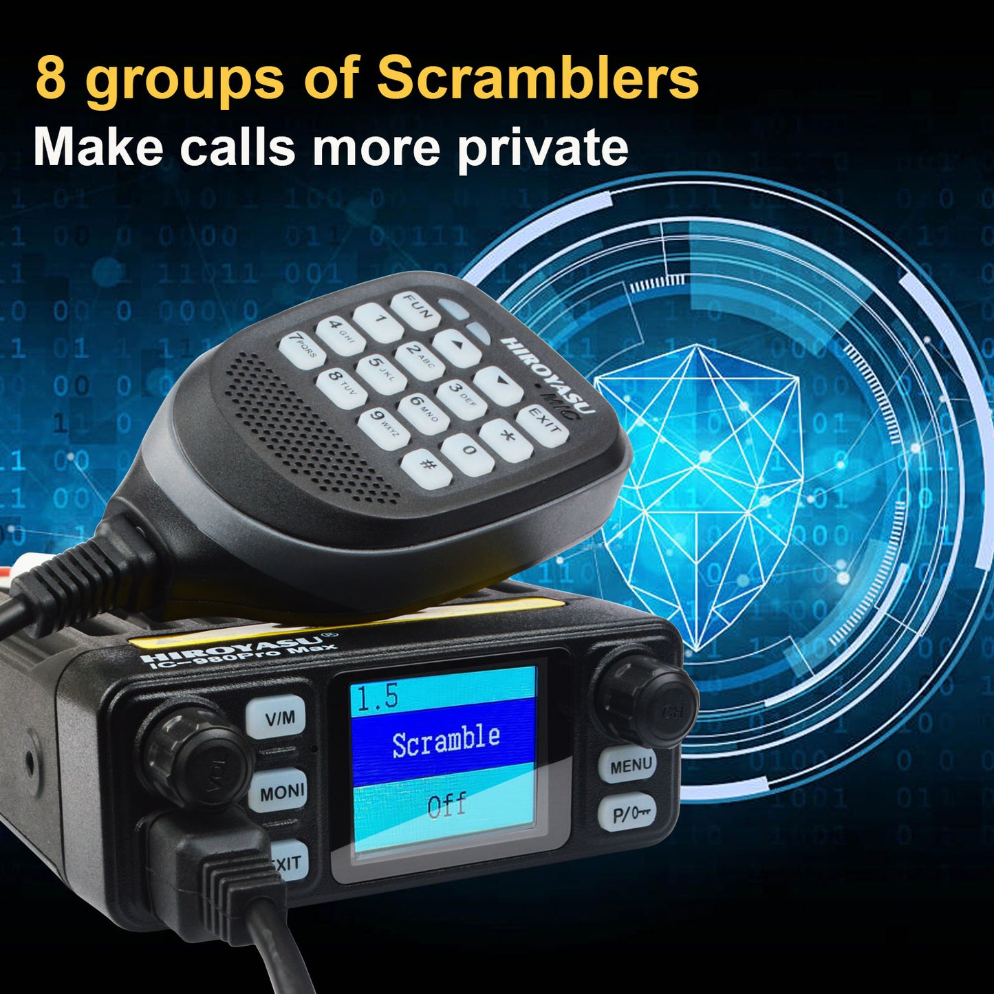 HIROYASU IC-980Pro Max 2m/70cm VHF UHF 144/430MHz FM/AM Dual Band DTMF 1750Hz Scrambler Vox Amateur Mobile Radio