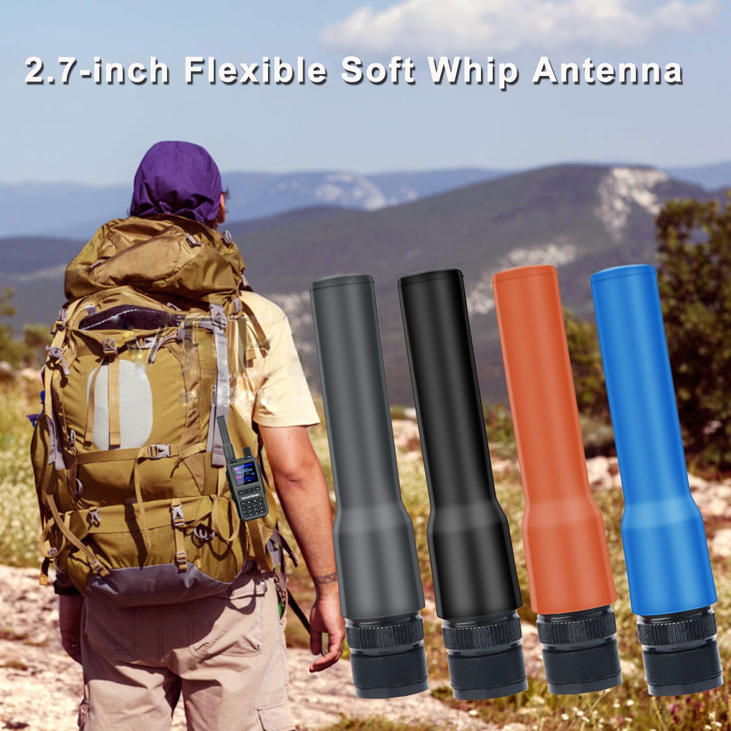HIROYASU HA20 Mini Soft Silicon Antenna 144/430MHz 2m/70cm Dual Band 2.15dB 7cm Length Flexible Handheld Antenna