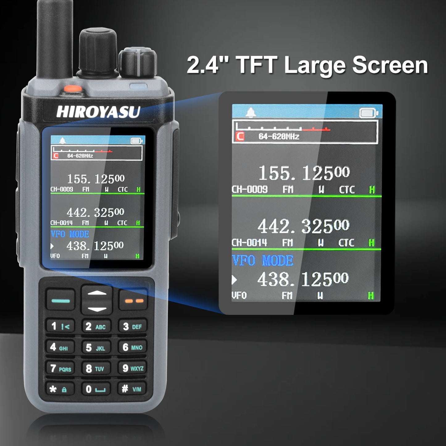 HIROYASU HW-UV938 HF Walkie Talkie SW MW LW 18-620MHz 840-1000MHz Air Band Full Band Cross-Band Repeater Scrambler NoAA AM/FM Rx