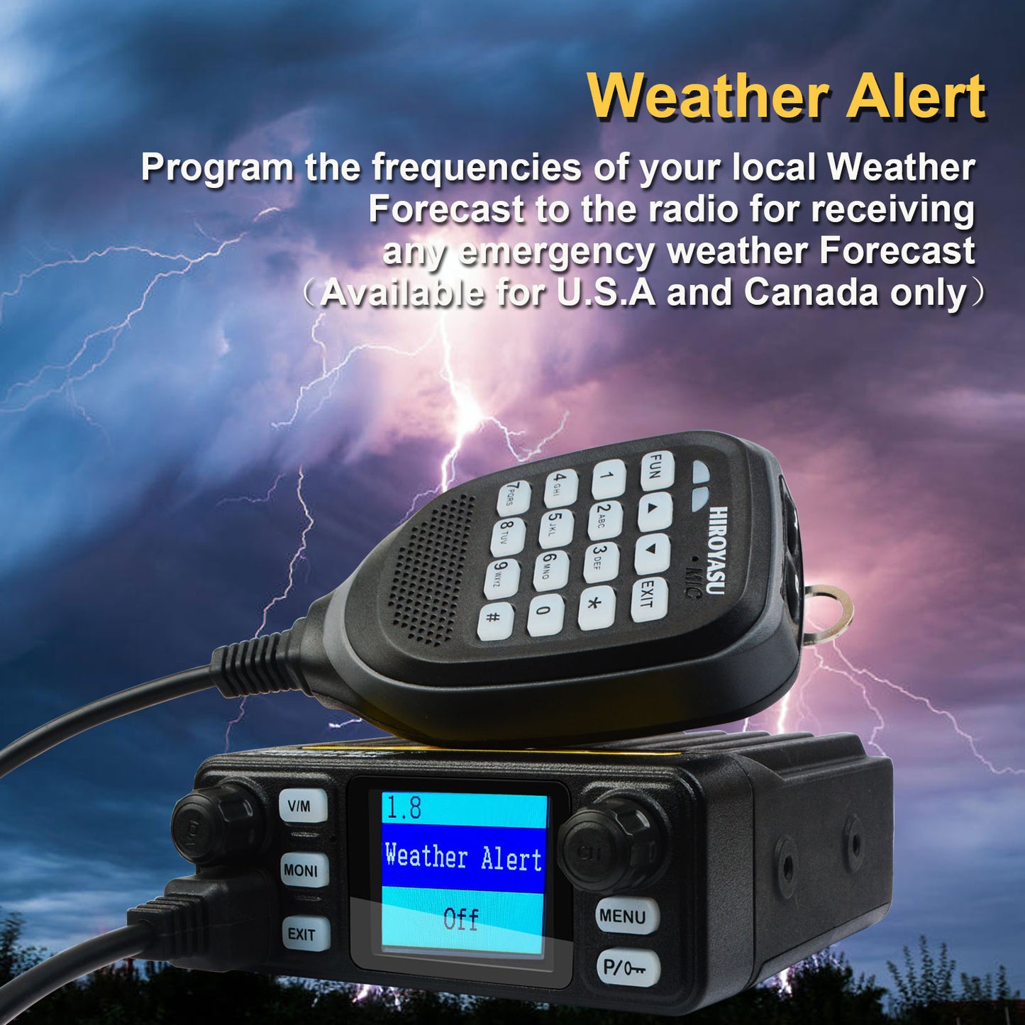 HIROYASU IC-980Pro Max 2m/70cm VHF UHF 144/430MHz FM/AM Dual Band DTMF 1750Hz Scrambler Vox Amateur Mobile Radio