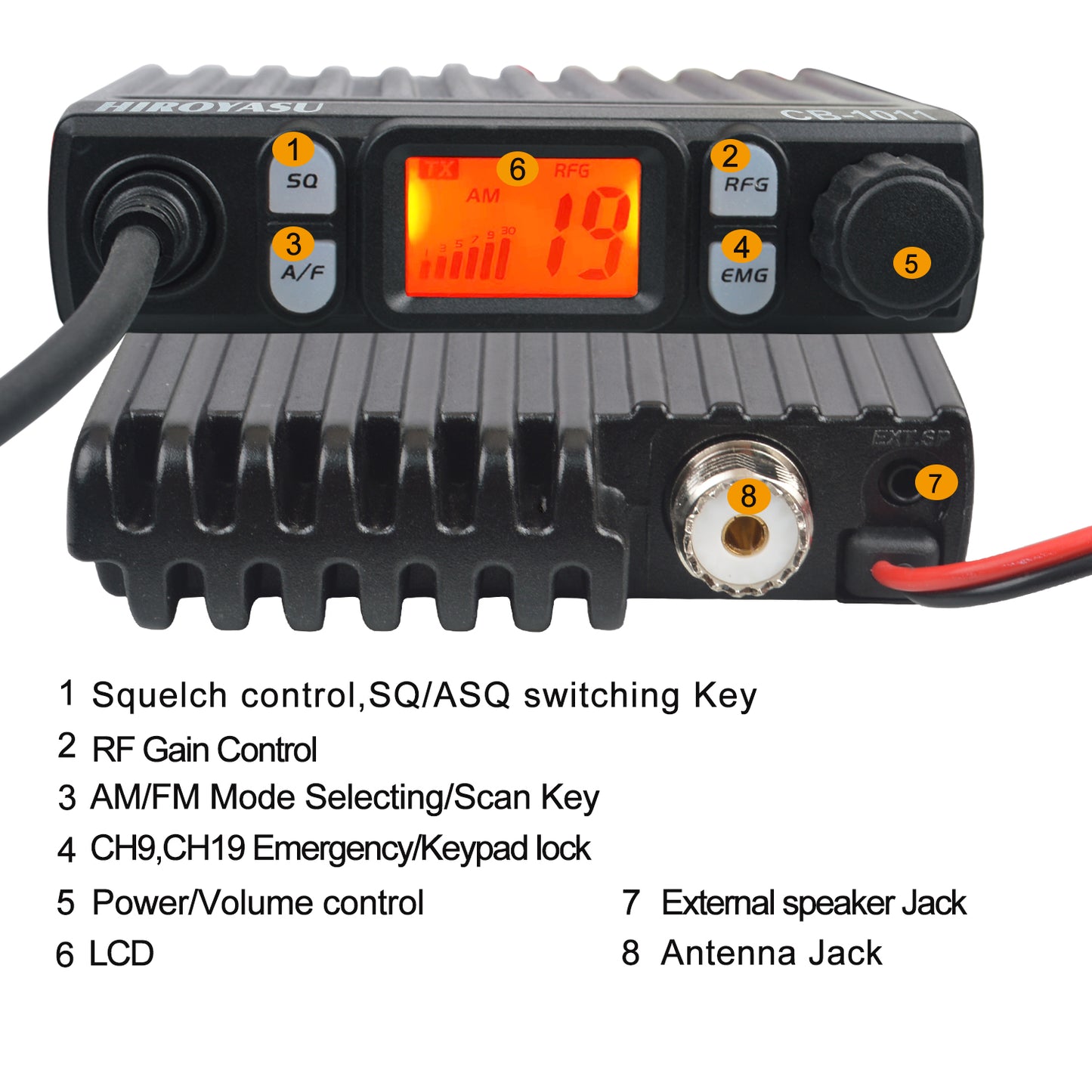 HIROYASU 11 Metroj Radio 27MHz CB-1011 CB Poŝtelefona Transceptor 40Ch FM/AM 8W Kompakta Mini Civitana Bando Walkie Talkie