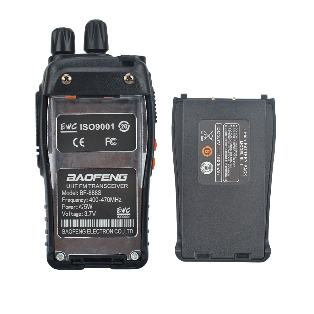 2pcs/Pack Baofeng BF-888S Walkie Talkie UHF VOX Radio 888s 400-470MHz 16Memory Channel with Earpiece