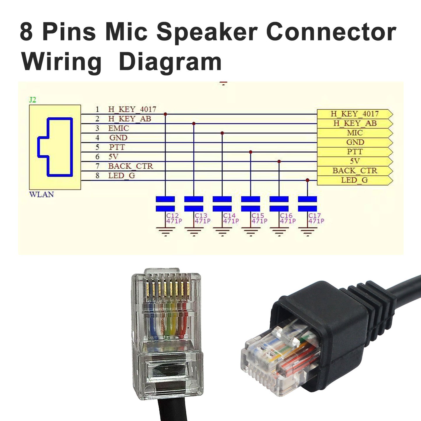 HIROYASU IC-980Pro IC-980Pro Max Mobile Radio Microphone Speaker HM-18 8Pins Connector