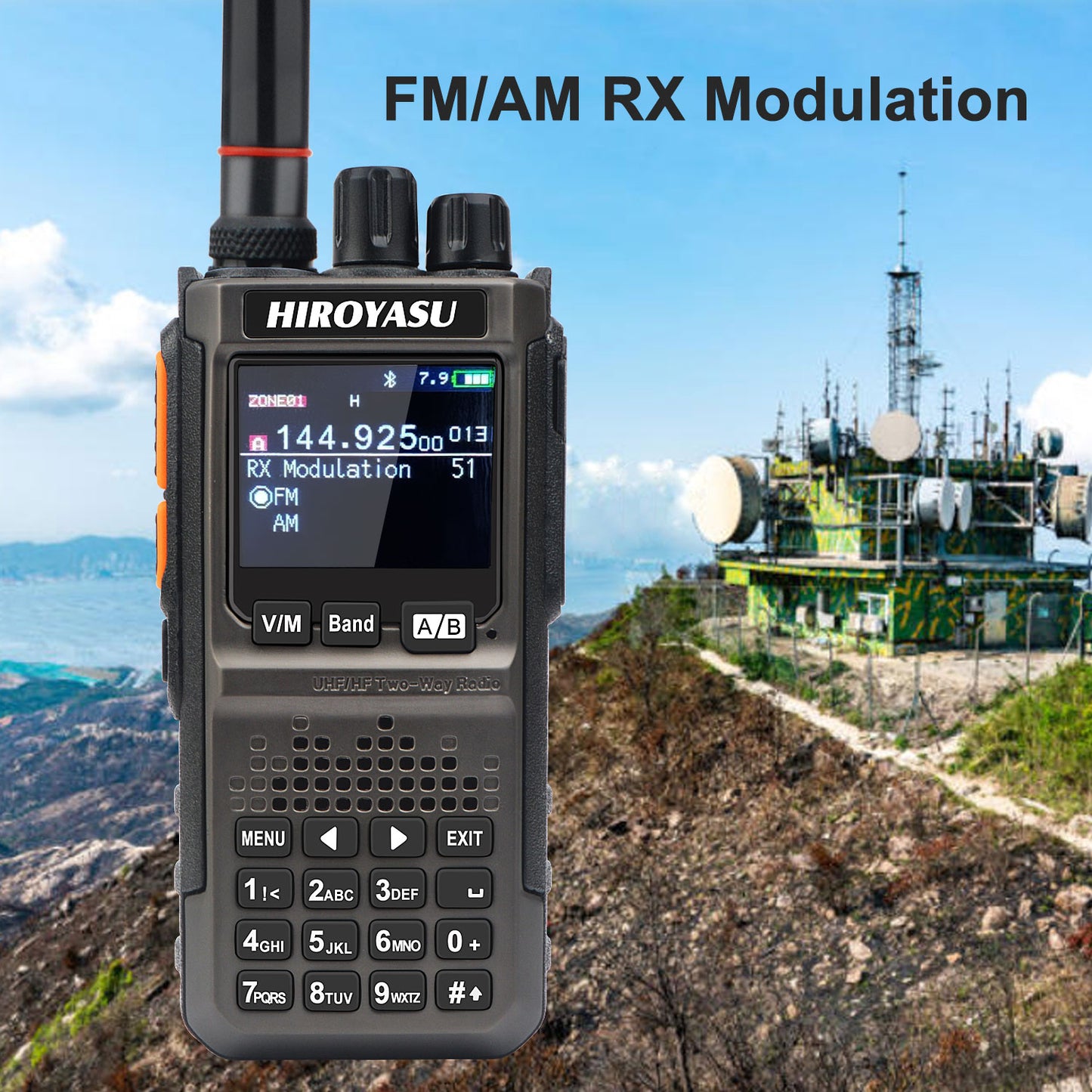 HIROYASU HI-E380 SSB CW FM AM CB Shortwave Aviation VHF UHF Full Band Walkie Talkies Bluetooth Program NOAA 10W Ham Radio Freq Copy
