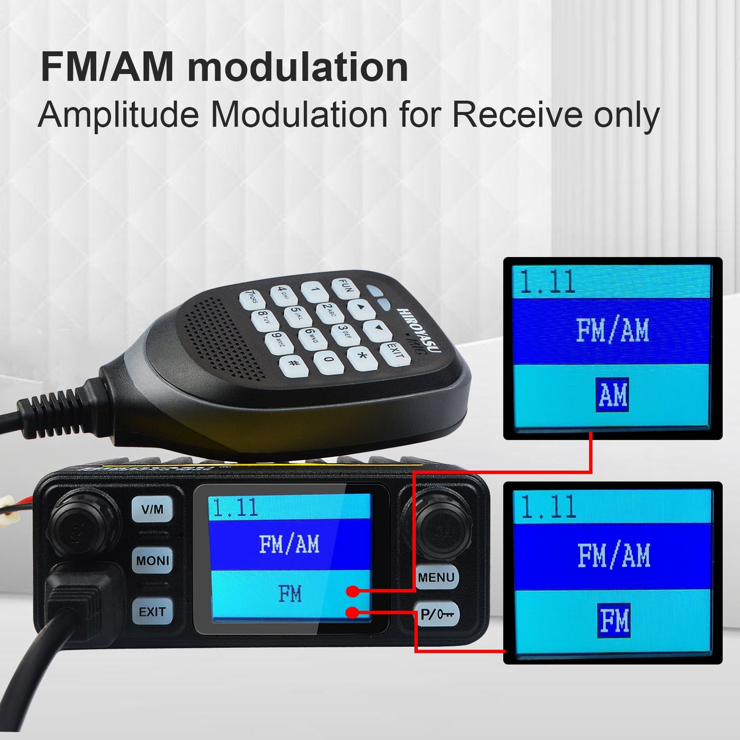 HIROYASU IC-980Pro Max 2m/70cm VHF UHF 144/430MHz FM/AM Dual Band DTMF 1750Hz Scrambler Vox Amateur Mobile Radio