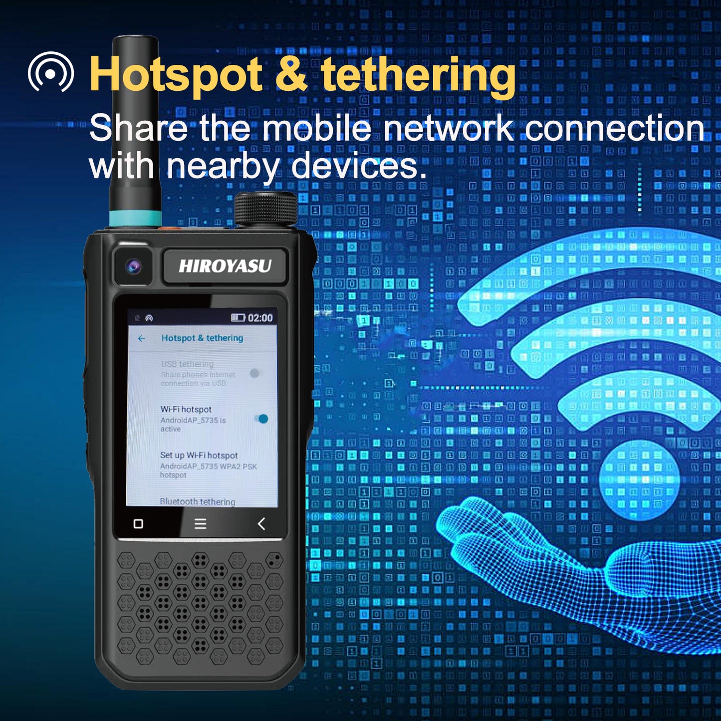 HIROYASU 4G LTE PoC Radio Video Call HI-B10 Zello Walkie Talkie 2GB RAM ROM 16GB Android 10.0 Hotspot & Tethering 2.4-inch Color Touchscreen