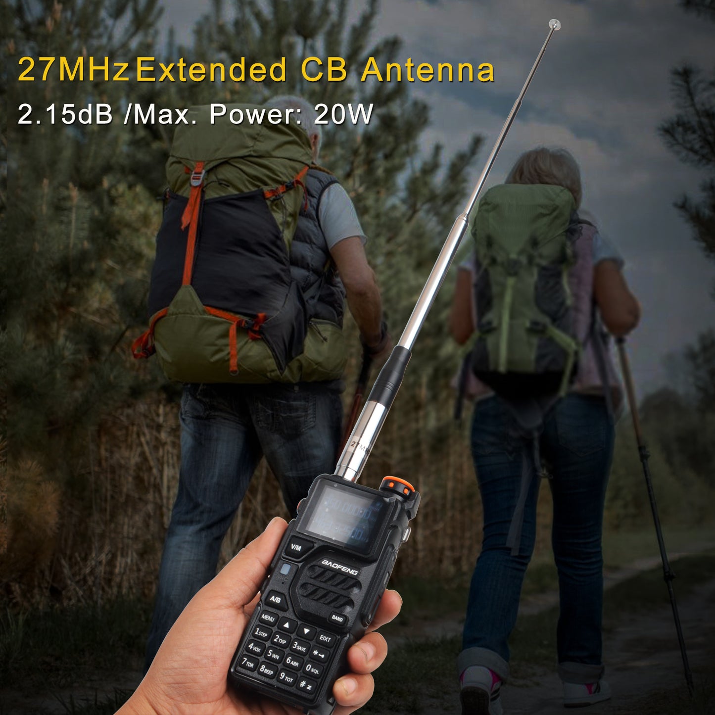Hiroyasu NH-31 CB 27MHz Walkie Talkie Handheld Extended Antenna With Fold-Over 2.15dBi 20W BNC/SMA-Male/SMA-Female for Options