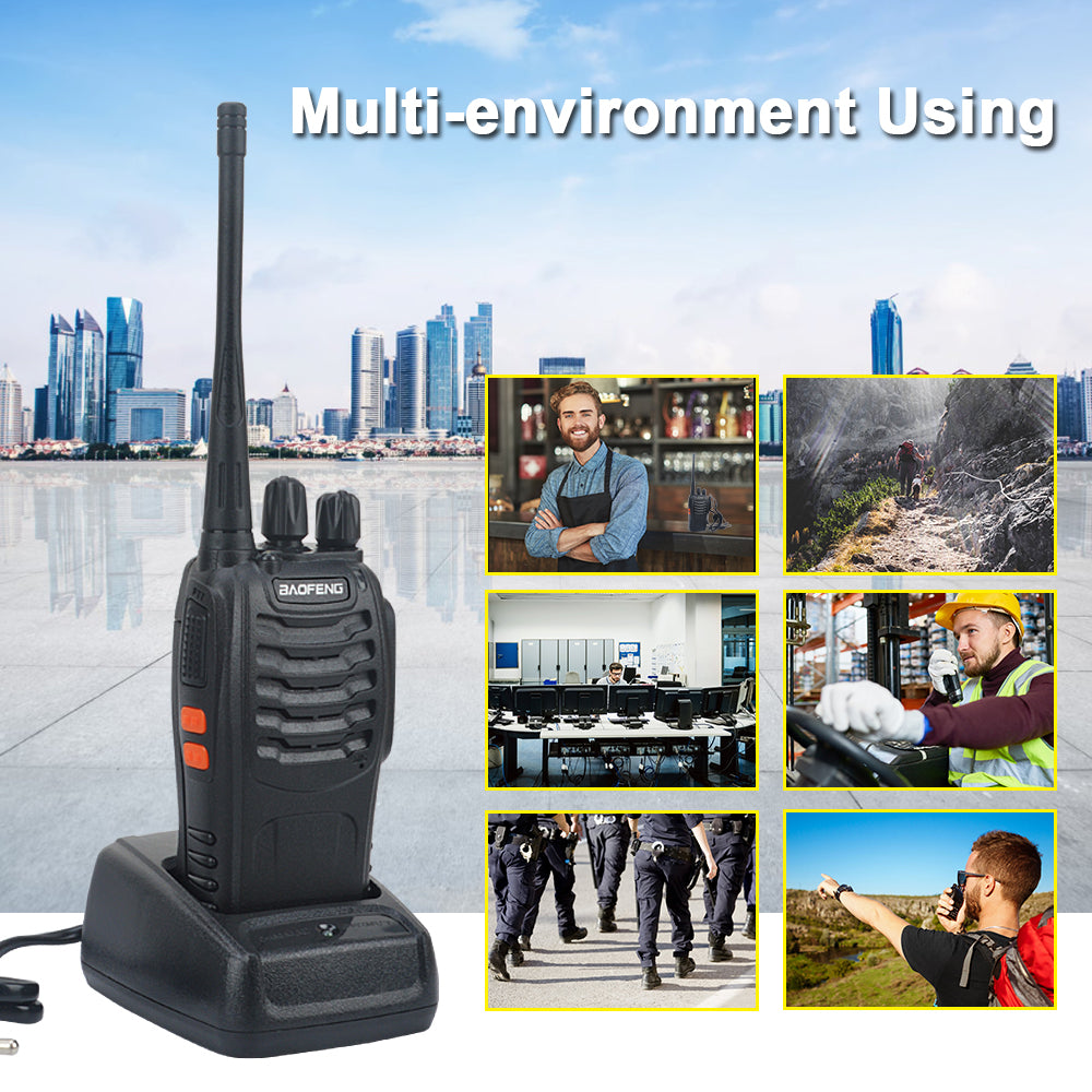 2pcs/Pack Baofeng BF-888S Walkie Talkie UHF VOX Radio 888s 400-470MHz 16Memory Channel with Earpiece