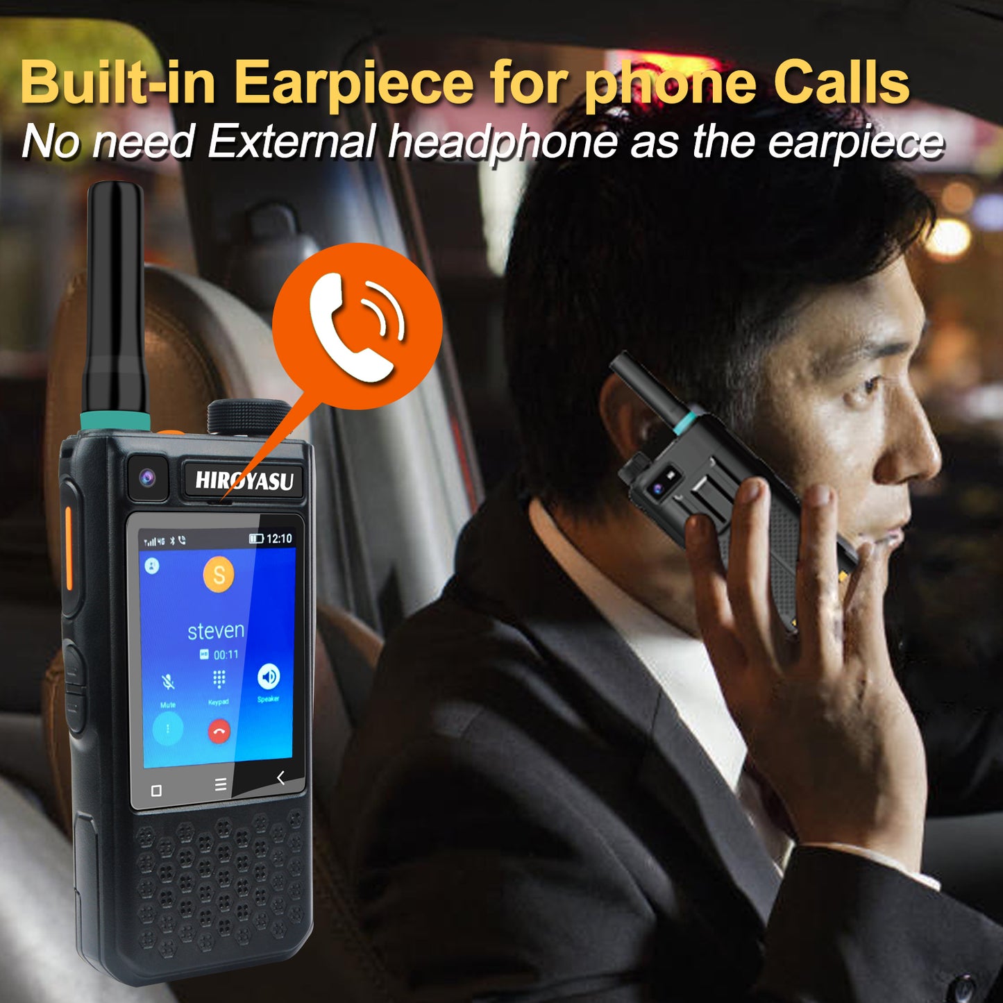 HIROYASU 4G LTE PoC Radio Video Call HI-B10 Zello Walkie Talkie 2GB RAM ROM 16GB Android 10.0 Hotspot & Tethering 2.4-inch Color Touchscreen