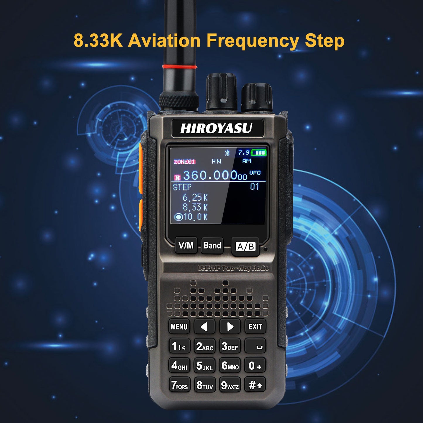 HIROYASU HI-E380 SSB CW FM AM CB Shortwave Aviation VHF UHF Full Band Walkie Talkies Bluetooth Program NOAA 10W Ham Radio Freq Copy