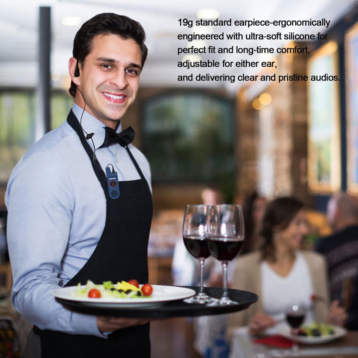 Twin Pack HIROYASU A446MINI PMR446 License Free Mini Walkie Talkie 446MHz Tiny Business Radio with Earpiece