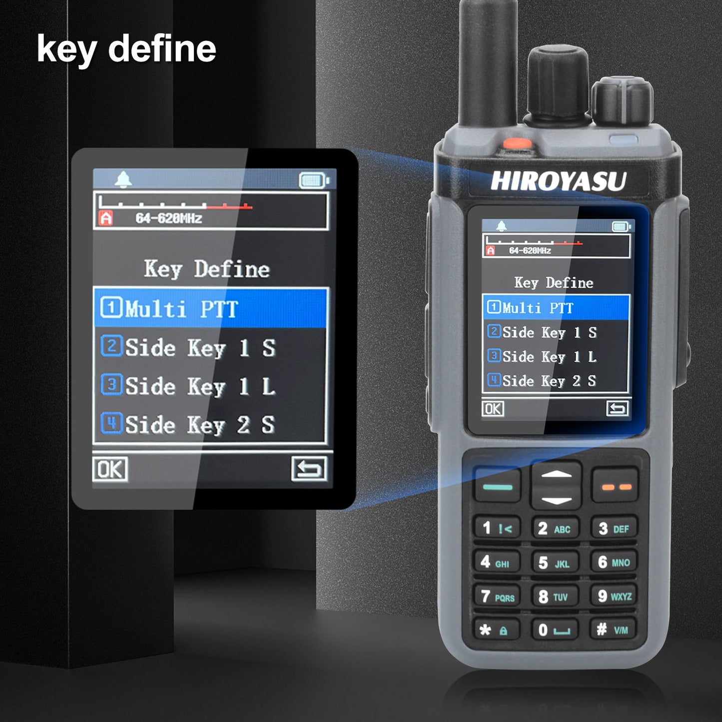 HIROYASU HW-UV938 HF Walkie Talkie SW MW LW 18-620MHz 840-1000MHz Air Band Full Band Cross-Band Repeater Scrambler NoAA AM/FM Rx