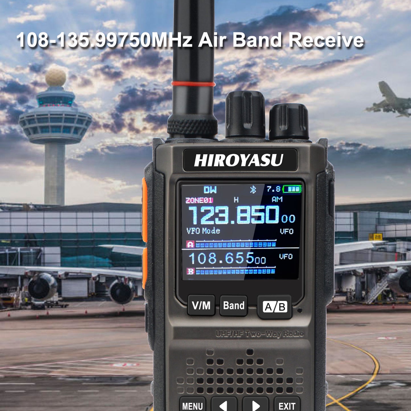 HIROYASU HI-E380 SSB CW FM AM CB Shortwave Aviation VHF UHF Full Band Walkie Talkies Bluetooth Program NOAA 10W Ham Radio Freq Copy