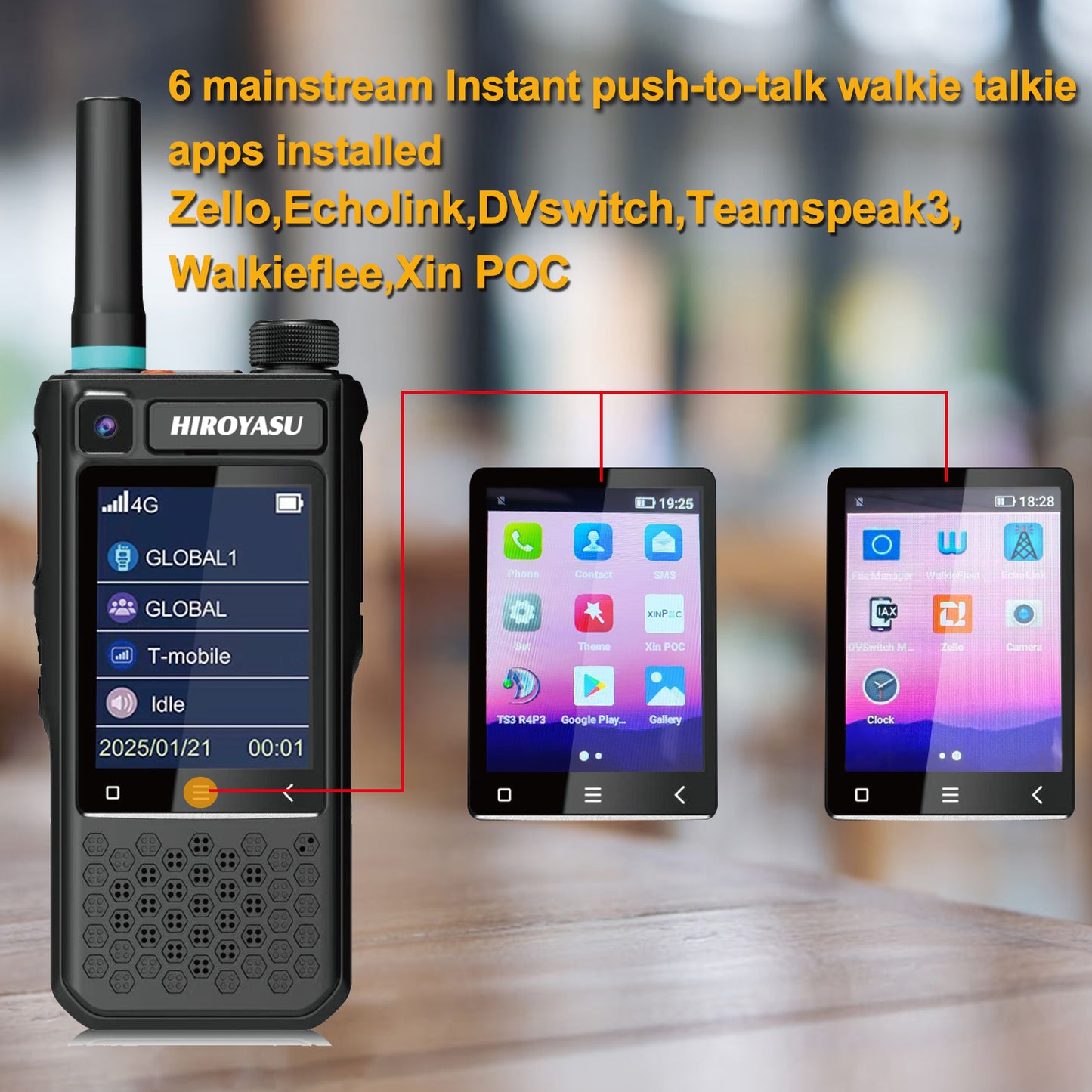 HIROYASU 4G LTE PoC Radio Video Call HI-B10 Zello Walkie Talkie 2GB RAM ROM 16GB Android 10.0 Hotspot & Tethering 2.4-inch Color Touchscreen