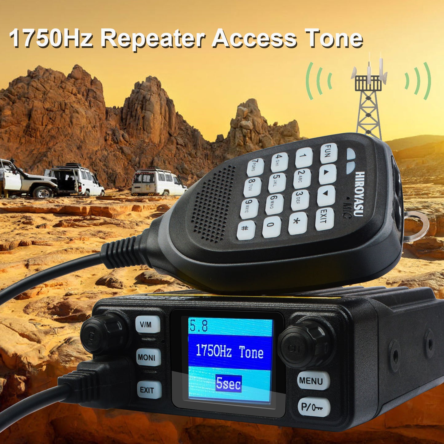 HIROYASU IC-980Pro Max 2m/70cm VHF UHF 144/430MHz FM/AM Dual Band DTMF 1750Hz Scrambler Vox Amateur Mobile Radio