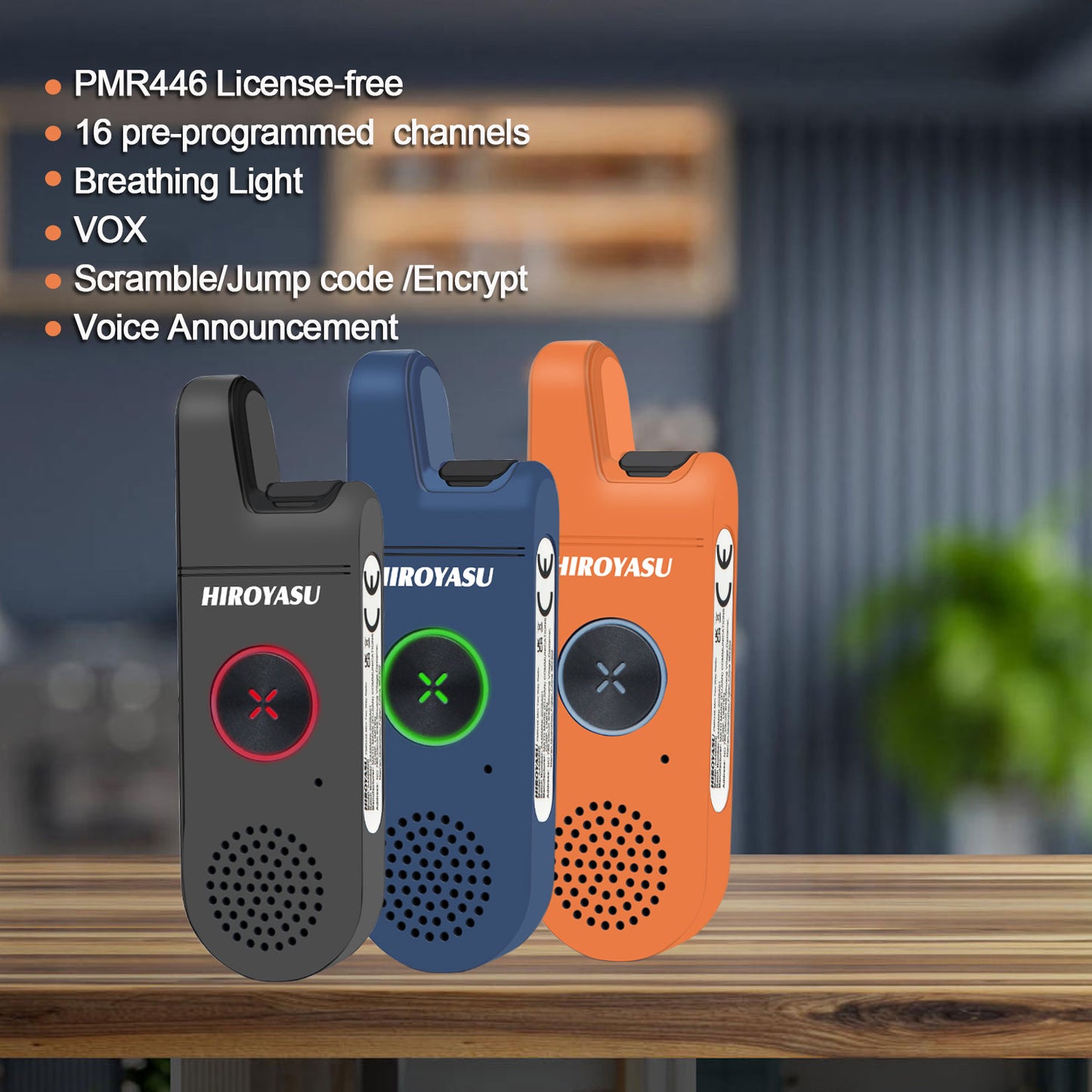 Twin Pack HIROYASU A446MINI PMR446 License Free Mini Walkie Talkie 446MHz Tiny Business Radio with Earpiece