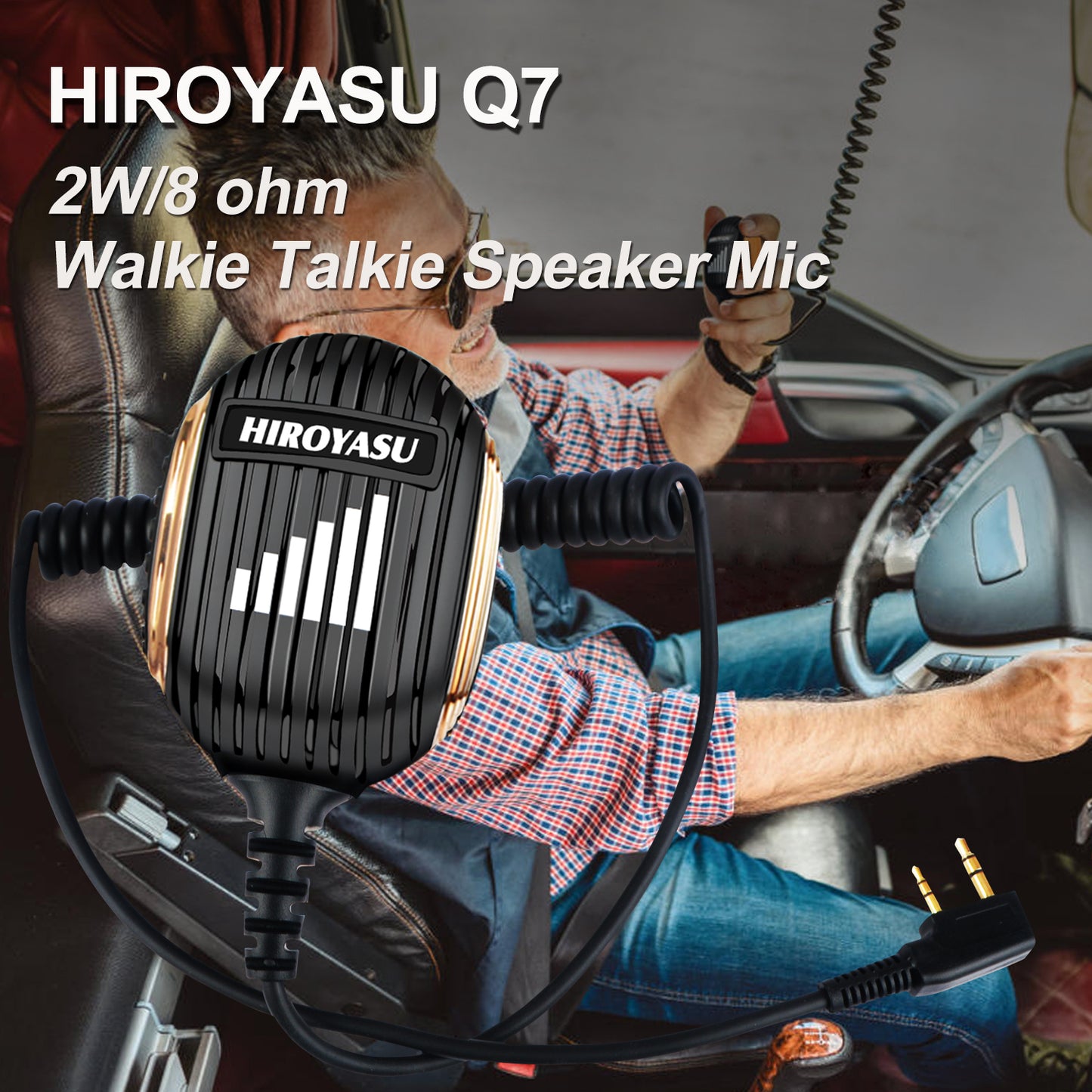 HIROYASU Q7 Walkie Talkie Speaker Microphone Palm Mic 2W 8ohm K plug with stretchable Spring Cable for baofeng UV-5RMINI UV-17PRO GPS Radio Quansheng UV-K5 UV-K5(8) Walkie Talkie