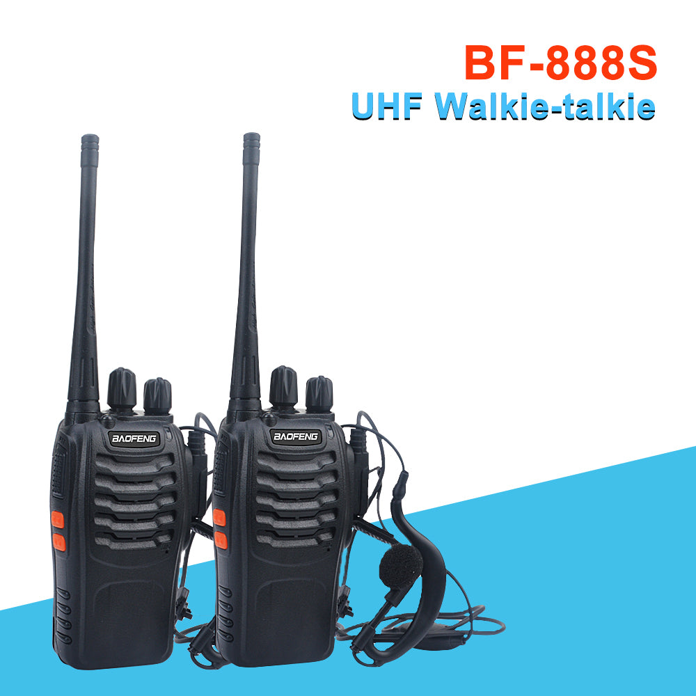 2pcs/Pack Baofeng BF-888S Walkie Talkie UHF VOX Radio 888s 400-470MHz 16Memory Channel with Earpiece