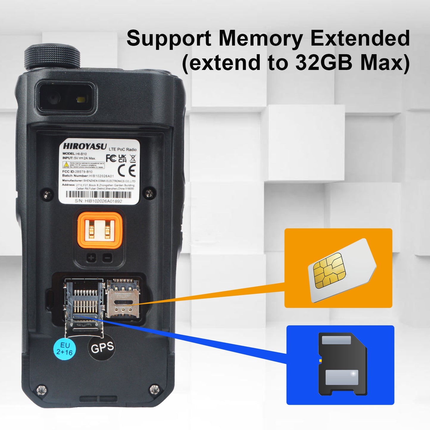 HIROYASU 4G LTE PoC Radio Video Call HI-B10 Zello Walkie Talkie 2GB RAM ROM 16GB Android 10.0 Hotspot & Tethering 2.4-inch Color Touchscreen