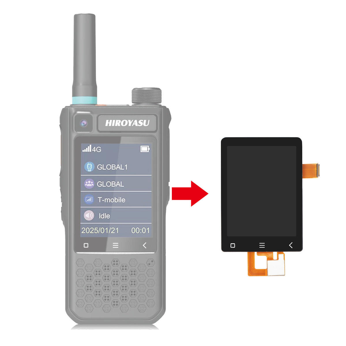 HIROYASU HI-B10 PoC Radio 2.4-inch LCD Replacement Parts