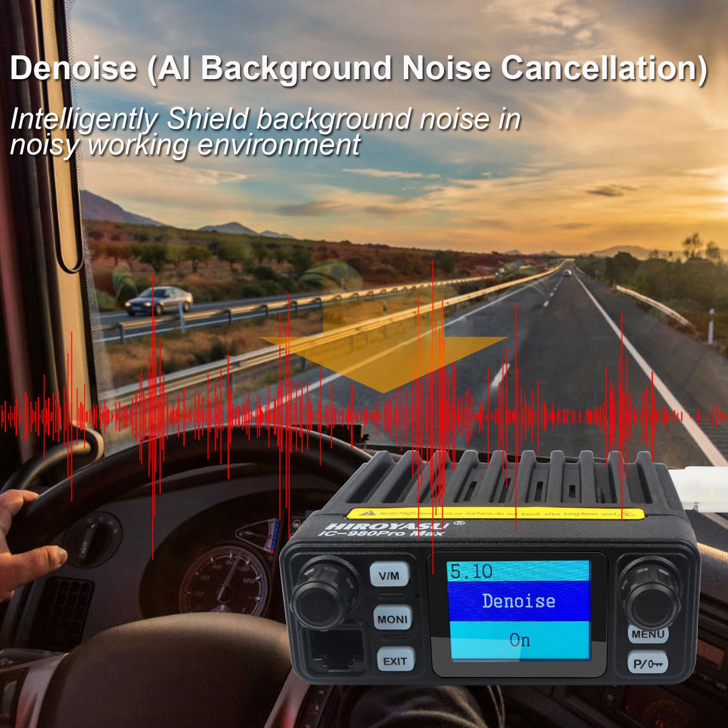 HIROYASU IC-980Pro Max 2m/70cm VHF UHF 144/430MHz FM/AM Dual Band DTMF 1750Hz Scrambler Vox Amateur Mobile Radio