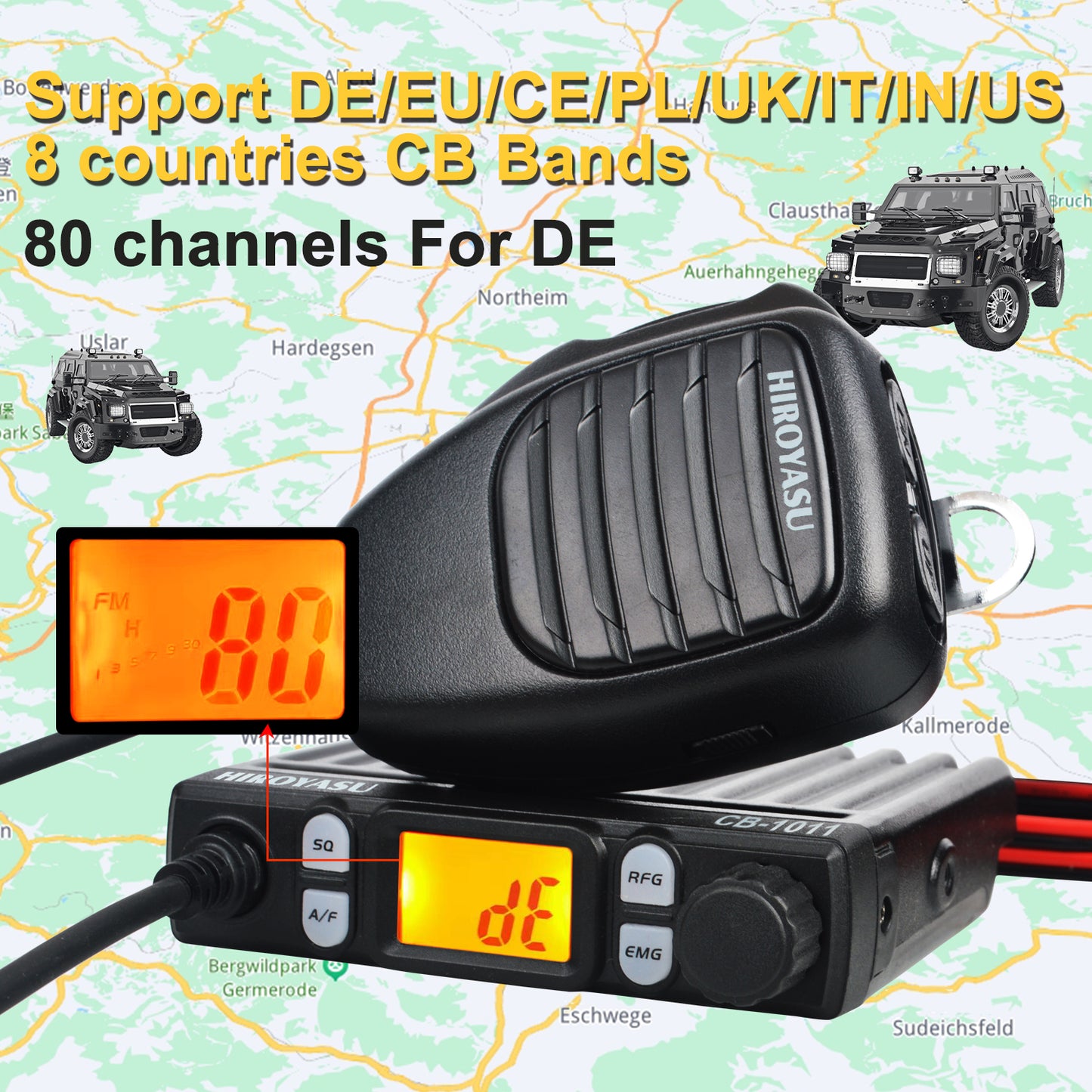 HIROYASU 11 Metroj Radio 27MHz CB-1011 CB Poŝtelefona Transceptor 40Ch FM/AM 8W Kompakta Mini Civitana Bando Walkie Talkie